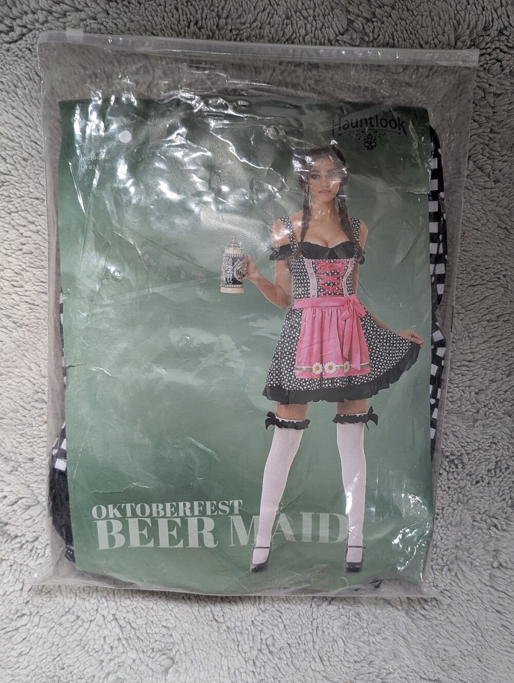 Hauntlook Oktoberfest Beer Maid Costume Pink Black Polka Dot Dress | Medium